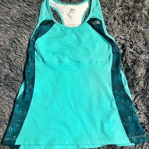 North‎ Face Shirt Womens M Blue Tank Top Racerback Sports Bra Workout Run Gym